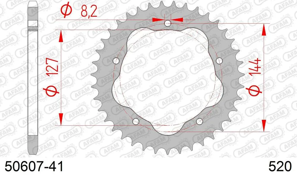 50607-41 AFAM Kettensatz Stahl 520 XHR2-G 15x41 - Ducati 800 S2R Monster 2005-07 - 05080403