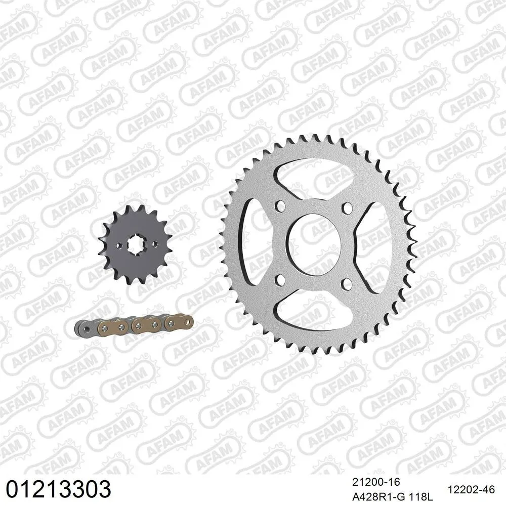 01213303 AFAM Kettensatz Stahl 428 R1-G 16x46 - Yamaha RD 125 LC 1982-85 - 01213303