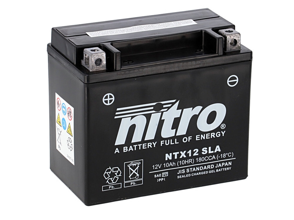 Nitro NTX12 SLA AGM Gel Batterie 12V 10 Ah ab Werk gefüllt
