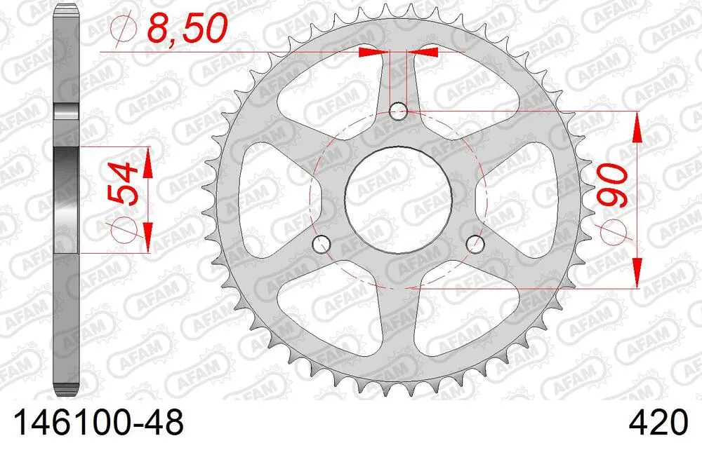 146100-48 AFAM Kettensatz Stahl 420 R1-G 11x48 - Malaguti NKD 50 Drakon 2005-09 - 14601131