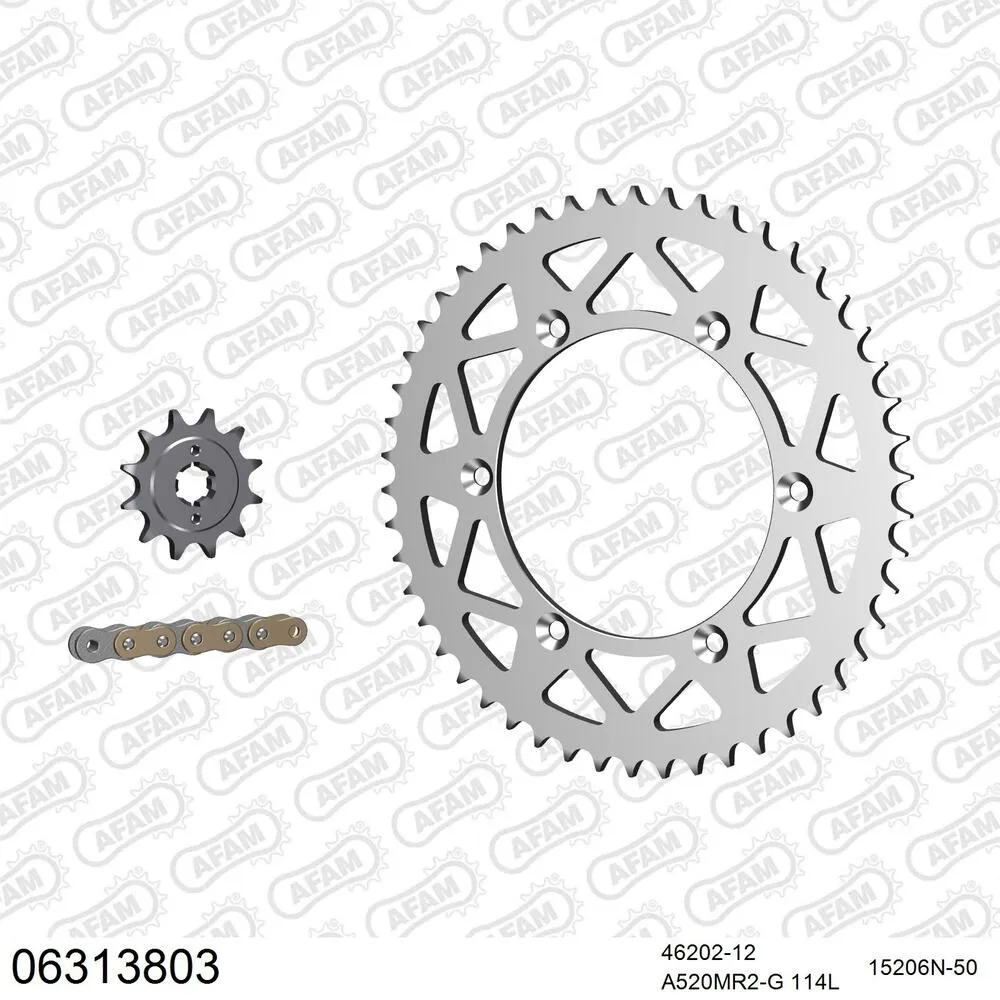 06313803 AFAM Kettensatz Aluminium 520 MR2-G 12x50 - Husqvarna CR 125 1990-94 - 06313803