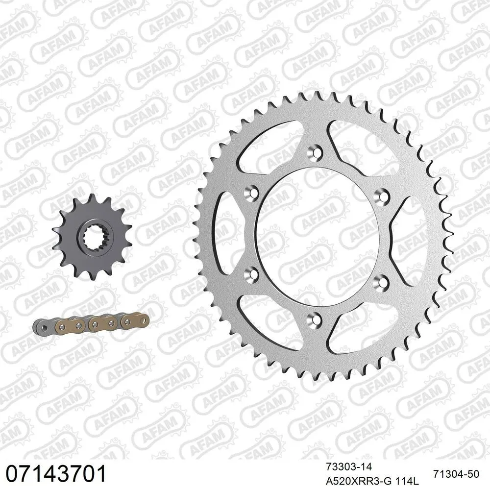 AFAM Kettensatz Stahl 520 XRR3-G 14x50 - KTM SC 400 LC4 Super competition 1994-00 - 07143701