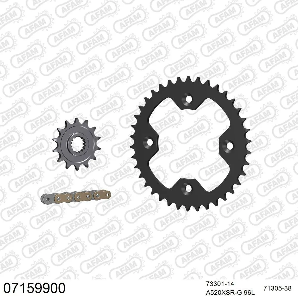 07159900 AFAM Kettensatz Stahl 520 XSR-G 14x38 - KTM SX 505 Quad 2009-12 - 07159900