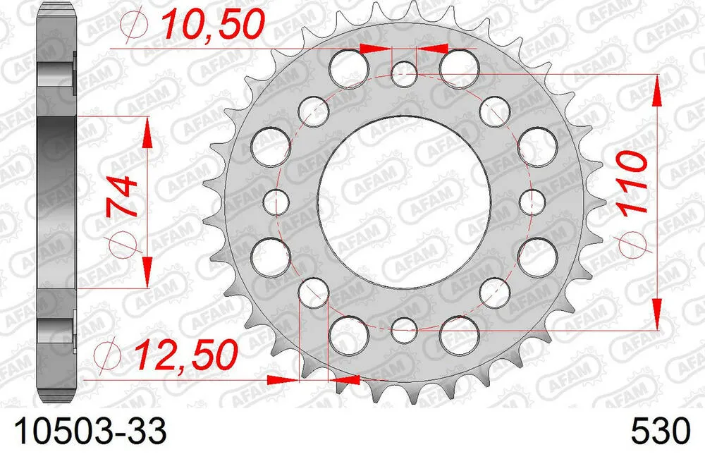 AFAM Kettensatz Stahl 530 HS 15x33 - Honda CB 500 T 1975-77 - 01059200