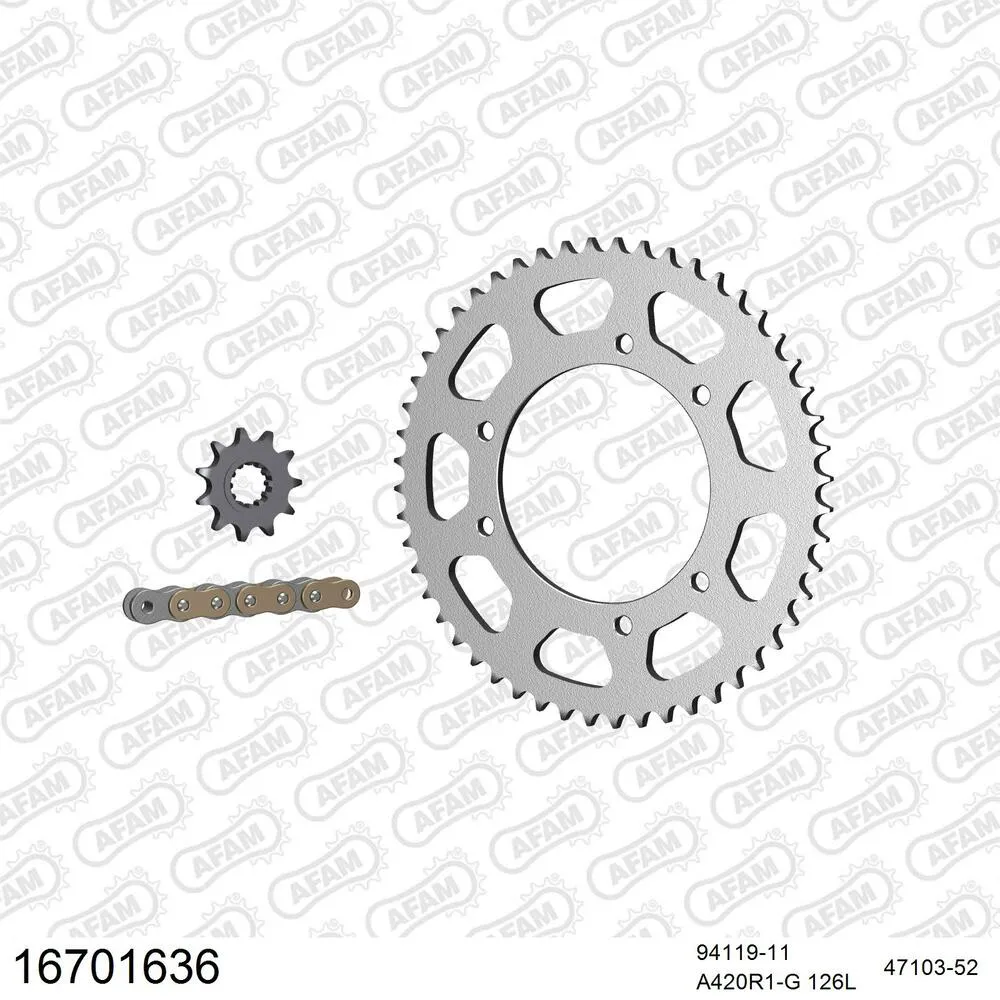 16701636 AFAM Kettensatz Stahl 420 R1-G 11x52 - Mh/motor Hispania 50 Furia Max Supermoto 2006-10 - 16701636