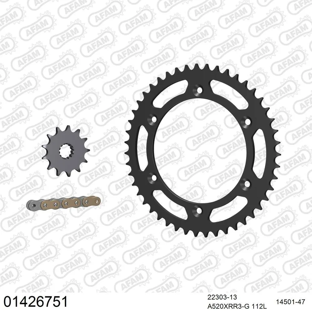01426751 AFAM Kettensatz Stahl 520 XRR3-G 13x47 - Suzuki TS 250 X 1984-89 - 01426751