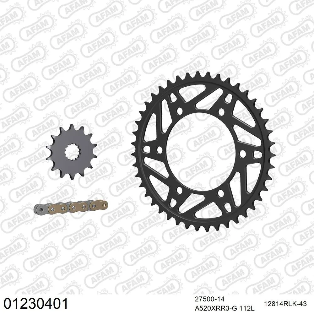 AFAM Racing Kettensatz Stahl 520 XRR3-G 14x43 - Yamaha YZF-R 3 2015-23 - 01230401