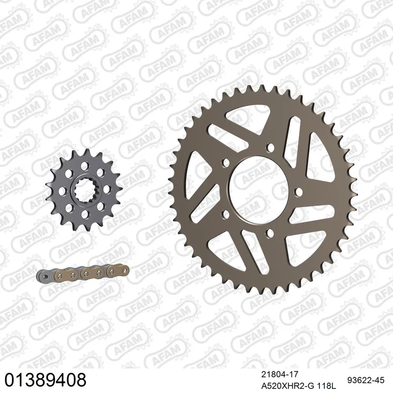 AFAM Racing Kettensatz Aluminium 520 XHR2-G 17x45 - Yamaha YZF-R 1 SP 2006 - 01389408