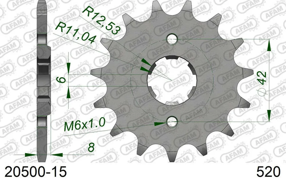 20500-15 AFAM Kettensatz Stahl 520 XRR3-G 15x47 - Honda XL 400 R 1982 - 01043502
