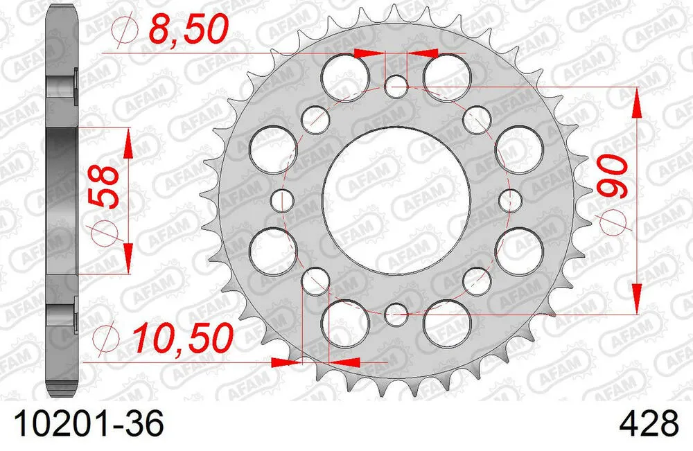 10201-36 AFAM Kettensatz Stahl 428 R1-G 15x36 - Honda CG 125 Titan 1998-03 - 01013137