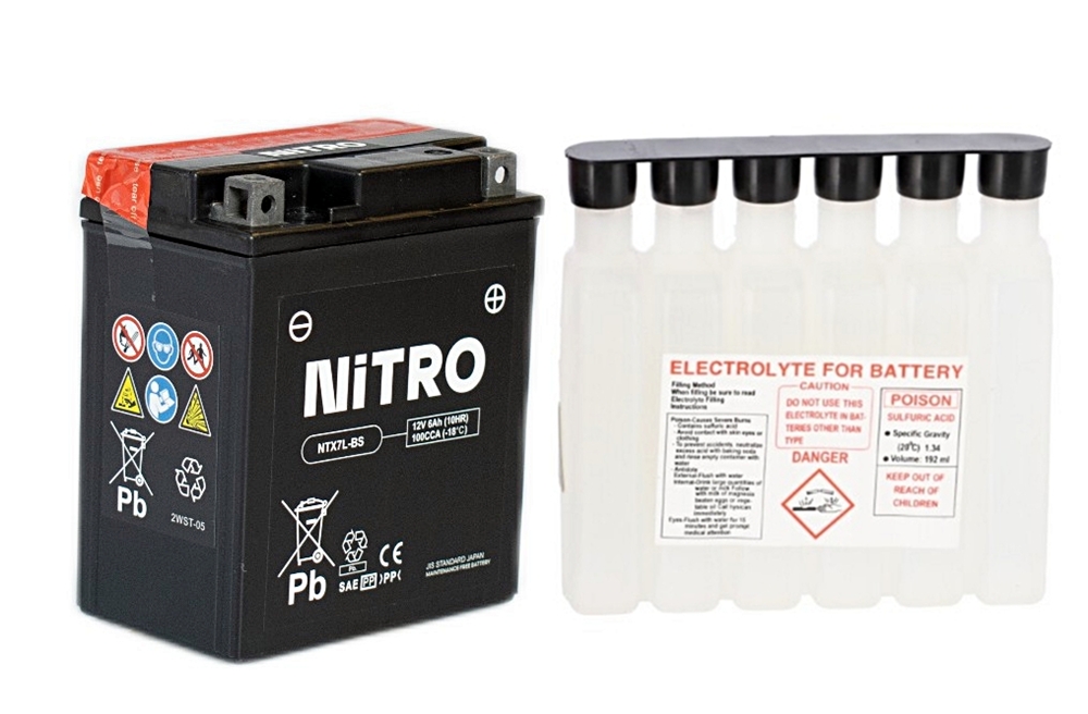 Nitro NTX7L-BS AGM Batterie 12V 6 Ah mit Säurepack