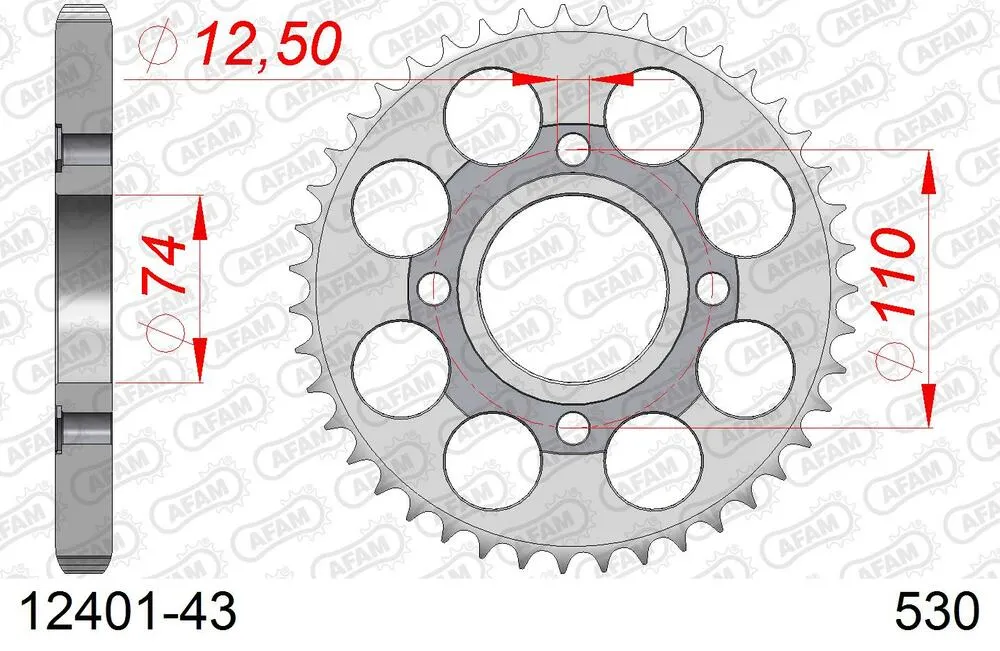 12401-43 AFAM Kettensatz Stahl 530 XMR3 17x43 - Yamaha XS 500 1978-79 - 01259200