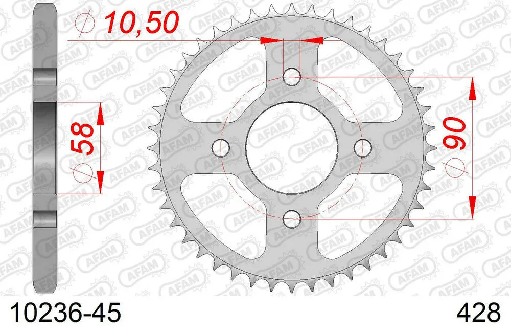 10236-45 AFAM Kettensatz Stahl 428 XMR2-G 15x45 - Honda CB 125 F 2015-20 - 01013204