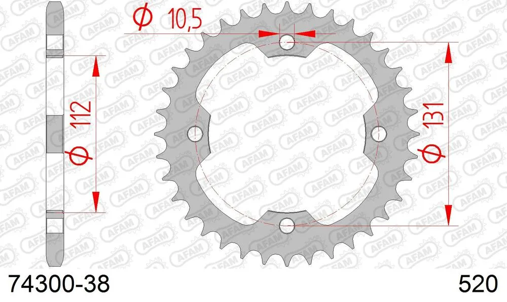 74300-38 AFAM Kettensatz Stahl 520 XRR3-G 14x38 - Kymco 250 Maxxer 2004-16 - KIT107761