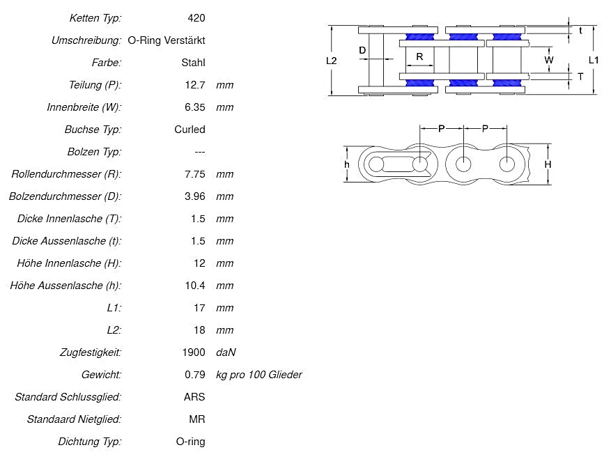 Afam_Ketten_Daten_A420MO AFAM Kettensatz Stahl 420 MO 14x35 - Honda ANF 125 Innova 2003-11