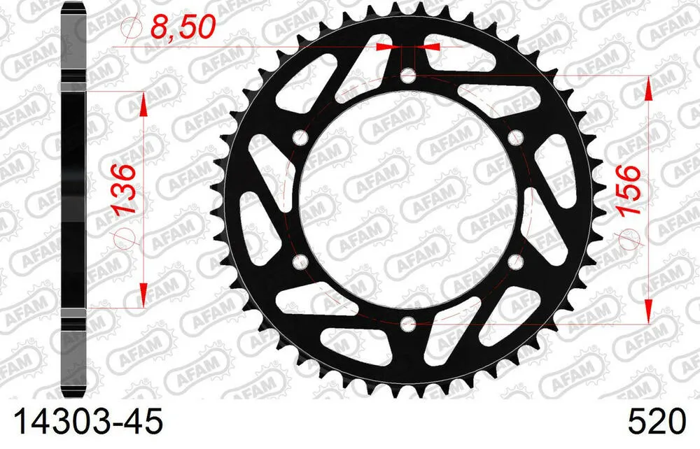 14303-45 AFAM Kettensatz Stahl 520 XMR3 14x45 - Fantic 500 Caballero Rally 2021-23 - 05359106