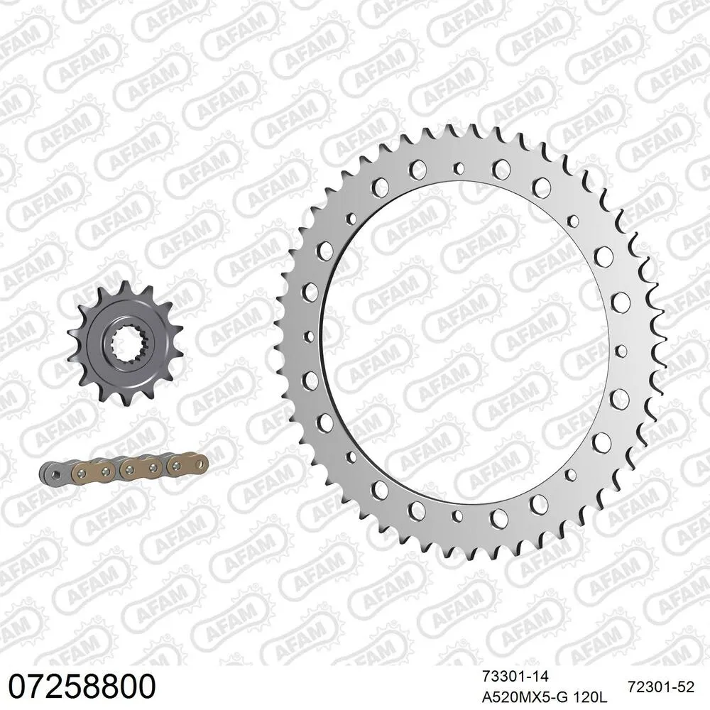 07258800 AFAM Kettensatz Aluminium 520 MX6-GG 14x52 - KTM MC 495 1982-83 - 07258800