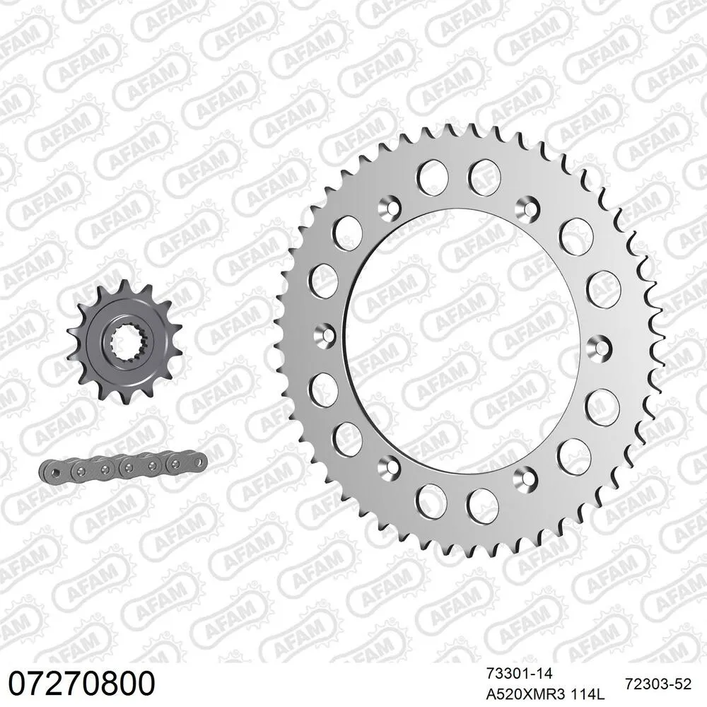 07270800 AFAM Kettensatz Aluminium 520 XMR3 14x52 - KTM MX 600 LC4 1988-89 - 07270800