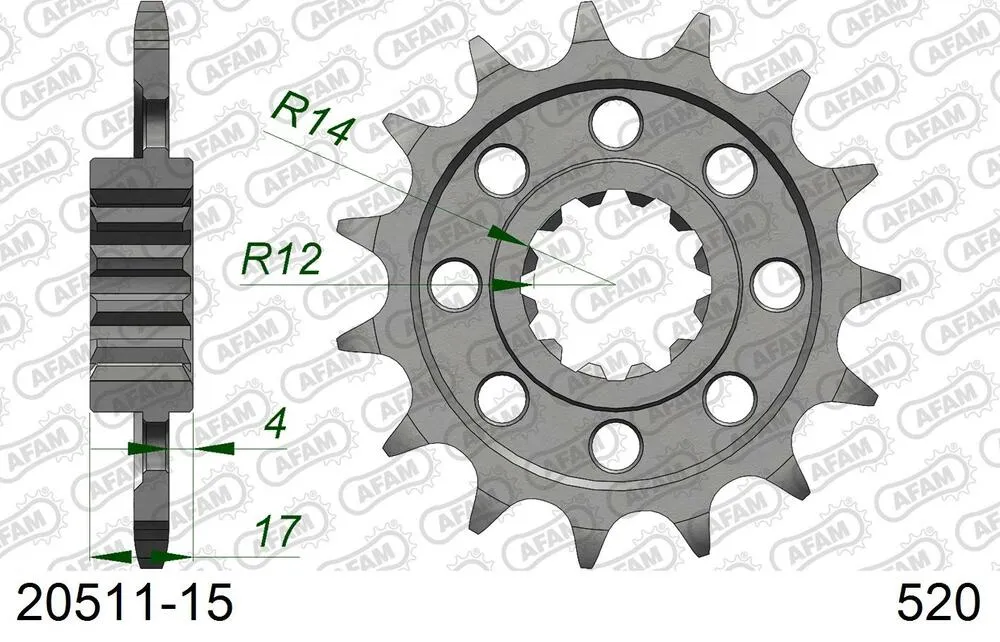 AFAM Racing Kettensatz Aluminium 520 XSR-G 15x43 - Honda CBR 600 F 1991-96 - 01170401