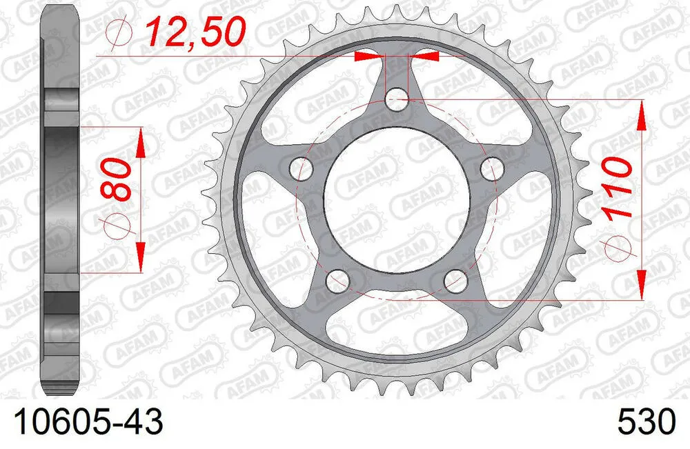 10605-43 AFAM Kettensatz Stahl 530 XRR2 17x43 - Honda VF 1000 R 1984-86 - 01089202
