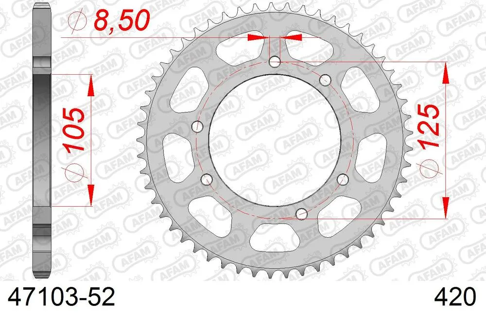 AFAM Kettensatz Stahl 420 R1-G 12x52 - Gasgas EC 50 Rookie 2001-05 - KIT105891