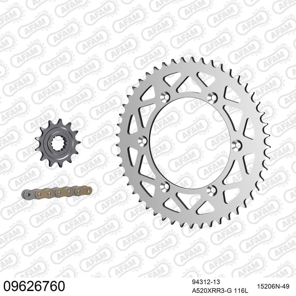 AFAM Kettensatz Aluminium 520 XRR3-G 13x49 - Gasgas EC 250 Enduro 1996 - 09626760