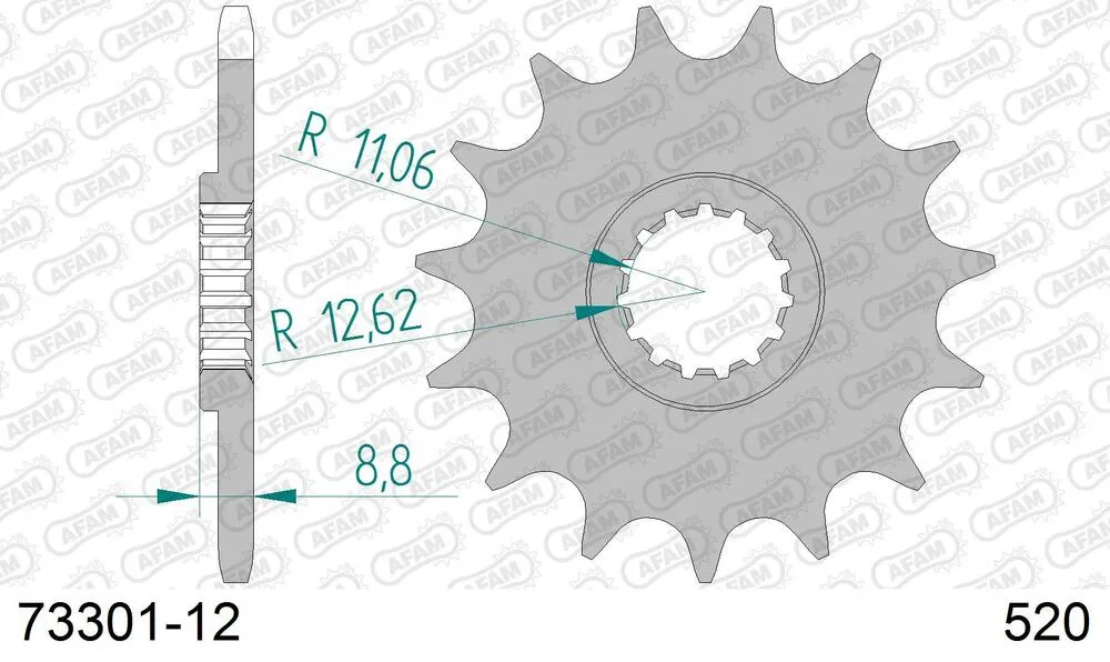 73301-12 AFAM Kettensatz Aluminium 520 XRR3-G 12x48 - KTM 250 F Freeride 2014-20 - KIT106511