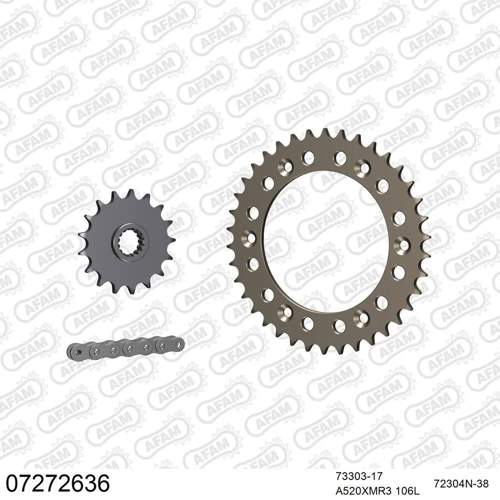 07272636 AFAM Kettensatz Aluminium 520 XMR3 17x38 - KTM 620 Duke 1993-99 - 07272636