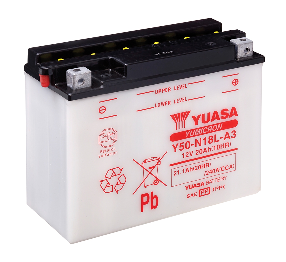 Yuasa Y50-N18L-A3 Batterie YuMicron® 12V 20 AH (DC) ohne Säure Yuasa Y50-N18L-A3 Batterie YuMicron® 12V 20 AH (DC) ohne Säure
