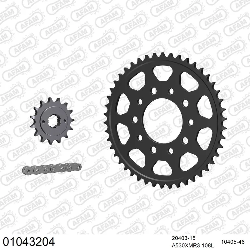 01043204 AFAM Kettensatz Stahl 530 XMR3 15x46 - Honda VF 400 F 1983-85 - 01043204