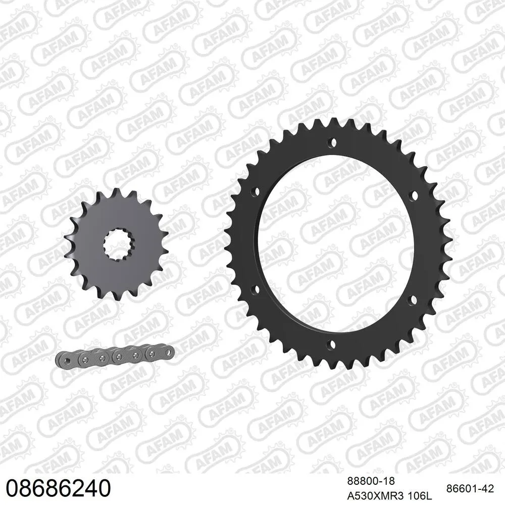 AFAM Kettensatz Stahl 530 XMR3 18x42 - Triumph Daytona 955 i 1999-01 - 08686240