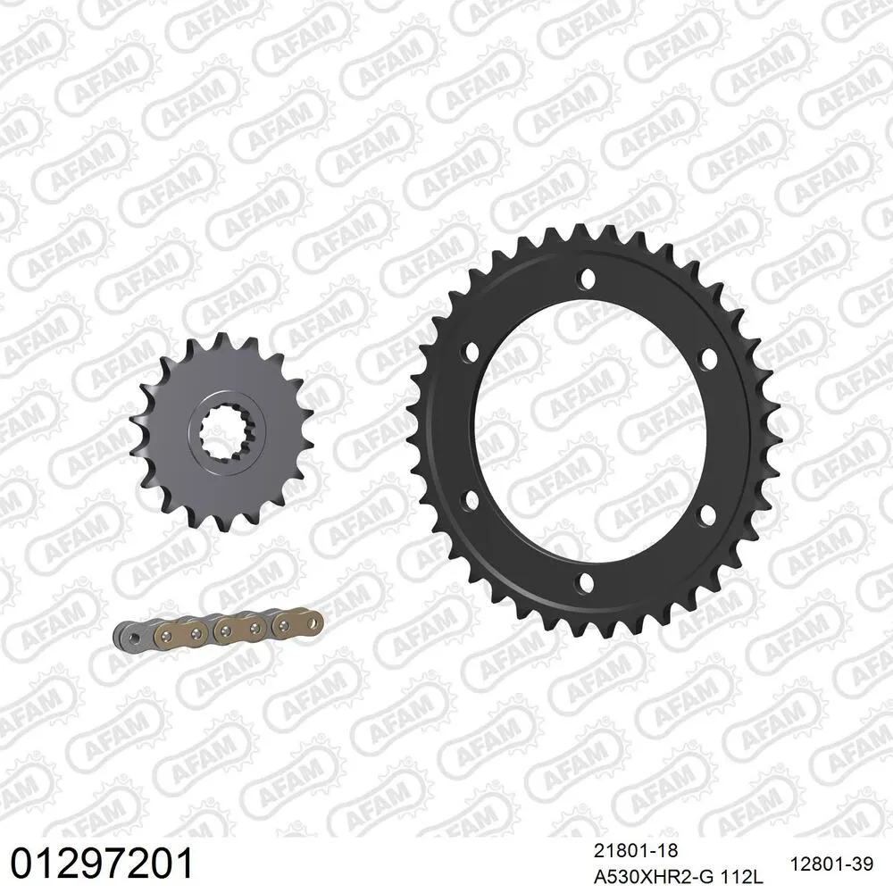 01297201 AFAM Kettensatz Stahl 530 XHR2-G 18x39 - Yamaha XJR 1300 2002-03 - 01297201