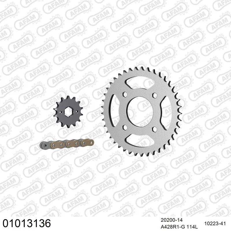 01013136 AFAM Kettensatz Stahl 428 R1-G 14x41 - Honda CG 125 1992-10 - 01013136