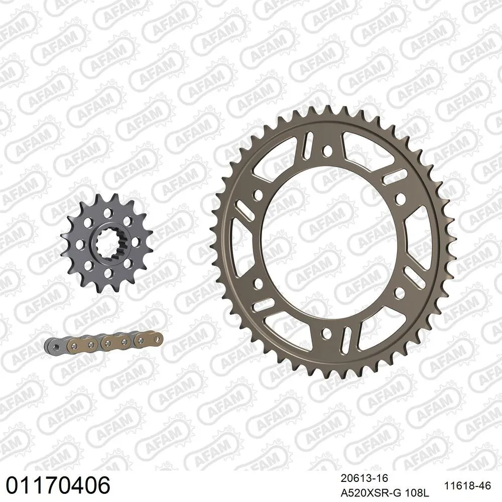 01170406 AFAM Racing Kettensatz Aluminium 520 XSR-G 16x46 - Honda CBR 600 FS 2001-02 - 01170406