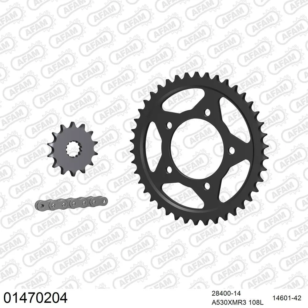 01470204 AFAM Kettensatz Stahl 530 XMR3 14x42 - Suzuki RF 600 R 1995-97 - 01470204