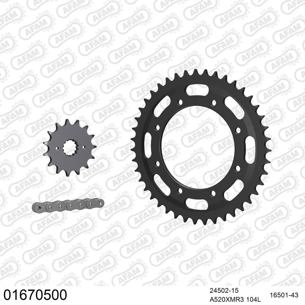 AFAM Kettensatz Stahl 520 XMR3 15x43 - Kawasaki KLR 600 1984-95 - 01670500