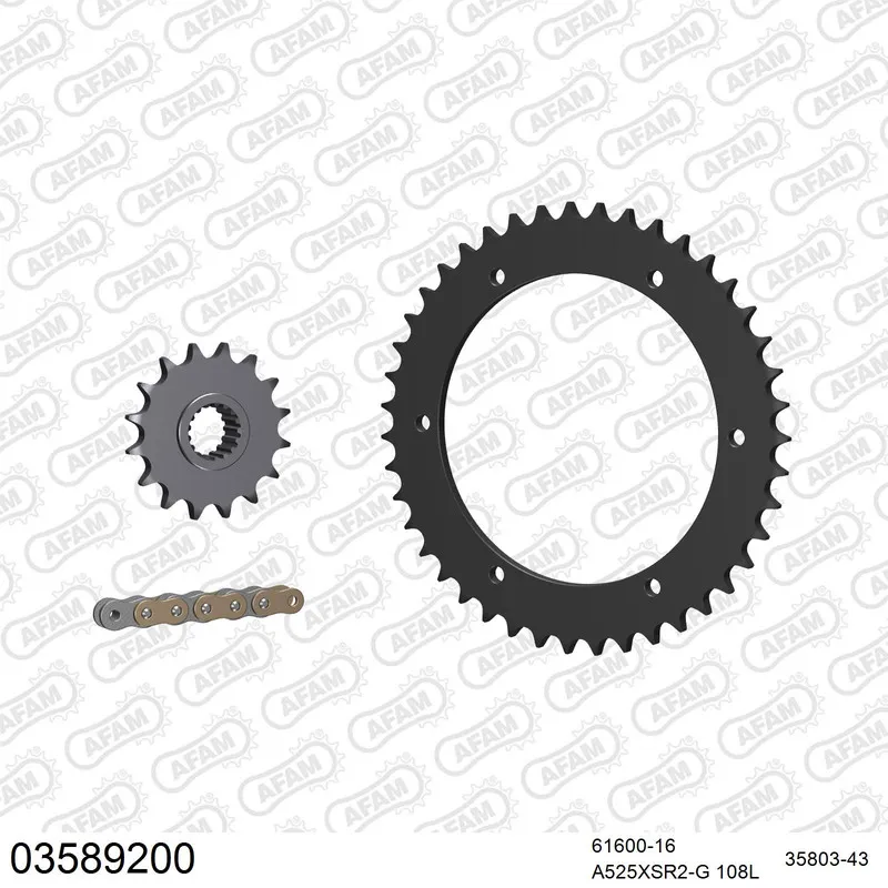 03589200 AFAM Kettensatz Stahl 525 XSR2-G 16x43 - Aprilia RST 1000 Futura 2001-04 - 03589200