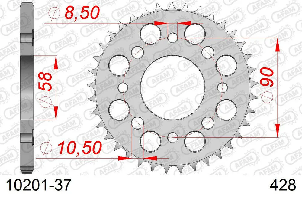10201-37 AFAM Kettensatz Stahl 428 R1-G 15x37 - Honda CB 125 J/R 1983-86 - 01013139