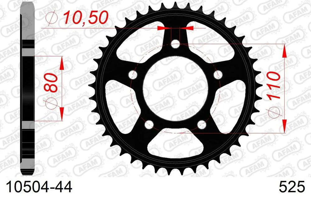 10504-44 AFAM Kettensatz Stahl 525 XMR3 16x44 - Honda VT 600 C Shadow Custom 1986 - 01070161