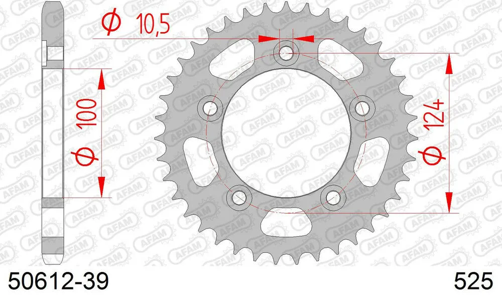 AFAM Kettensatz Stahl 525 XSR2-G 14x39 - Ducati 749 Dark 2003-07 - 05077248