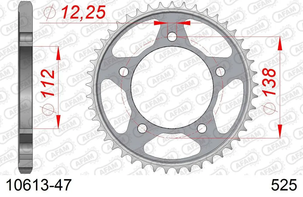 10613-47 AFAM Kettensatz Stahl 525 XSR2-G 16x47 - Honda XL 1000 V Varadero 1999-12 - KIT101541