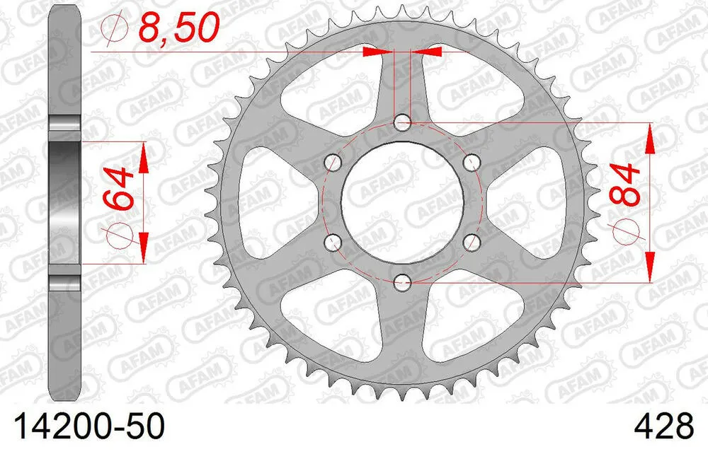 AFAM Kettensatz Stahl 428 R1-G 14x50 - Suzuki TS 125 1975-78 - 01413600