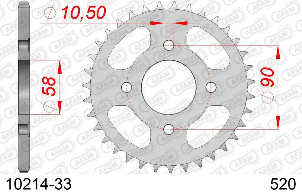 10214-33 AFAM Kettensatz Stahl 520 XLR2 14x33 - Honda CMX 250 1988 - 01026165