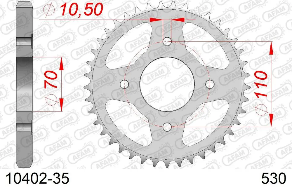 AFAM Kettensatz Stahl 530 HS 16x35 - Honda CM 400 T 1979-80 - 01043161