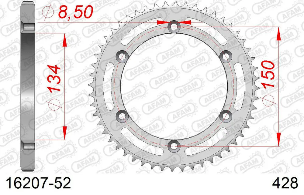 AFAM Kettensatz Stahl 428 R1-G 15x52 - Kawasaki KDX 125 1988-90 - 01613602
