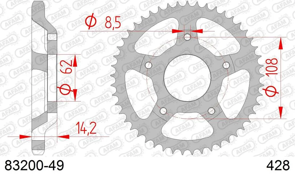 AFAM Kettensatz Stahl 428 R1-G 16x49 - Mz (muz) RT 125 2001-07 - 08313600