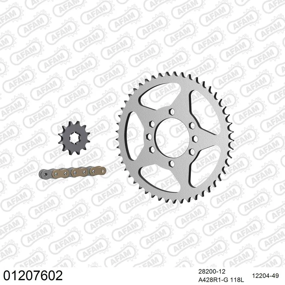 AFAM Kettensatz Stahl 428 R1-G 12x49 - Yamaha DT 80 LC 1981-84 - 01207602