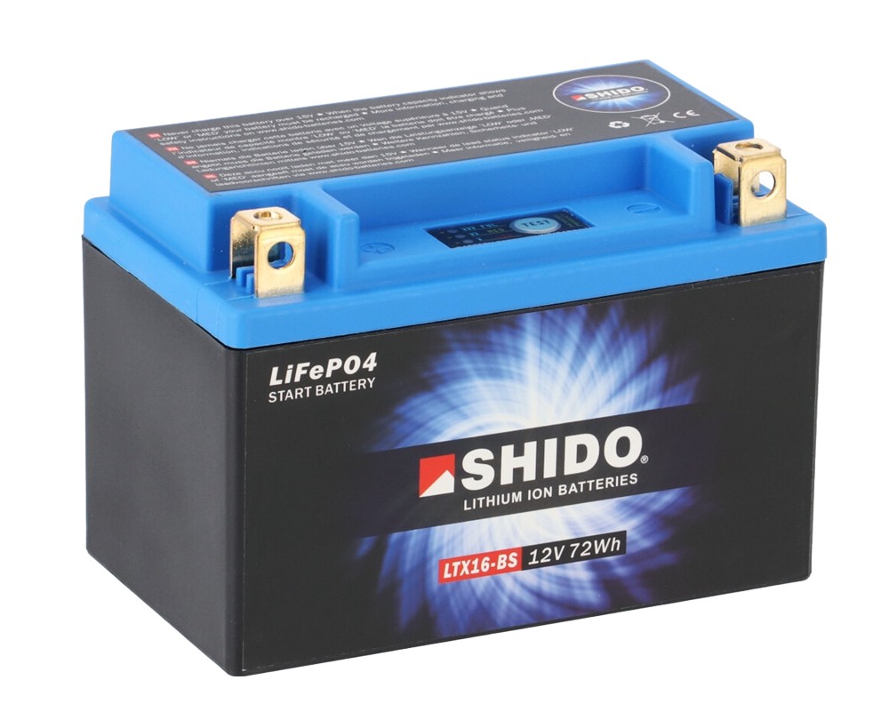 Shido LTX16-BS Lithium Ion Batterie 12V 72 Wh