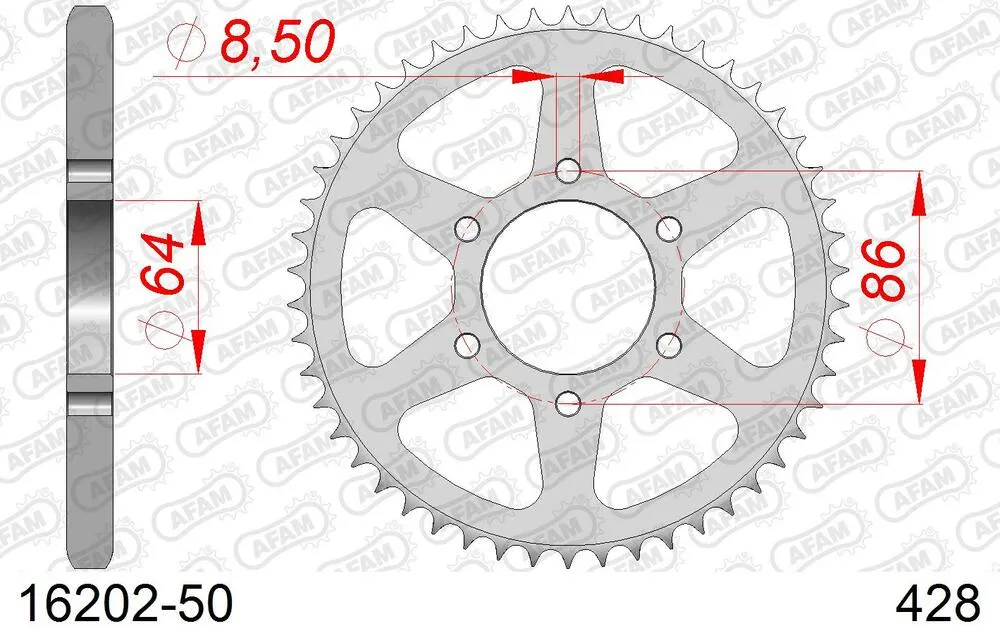AFAM Kettensatz Stahl 428 R1-G 15x50 - Kawasaki KE 125 1976-84 - 01613600
