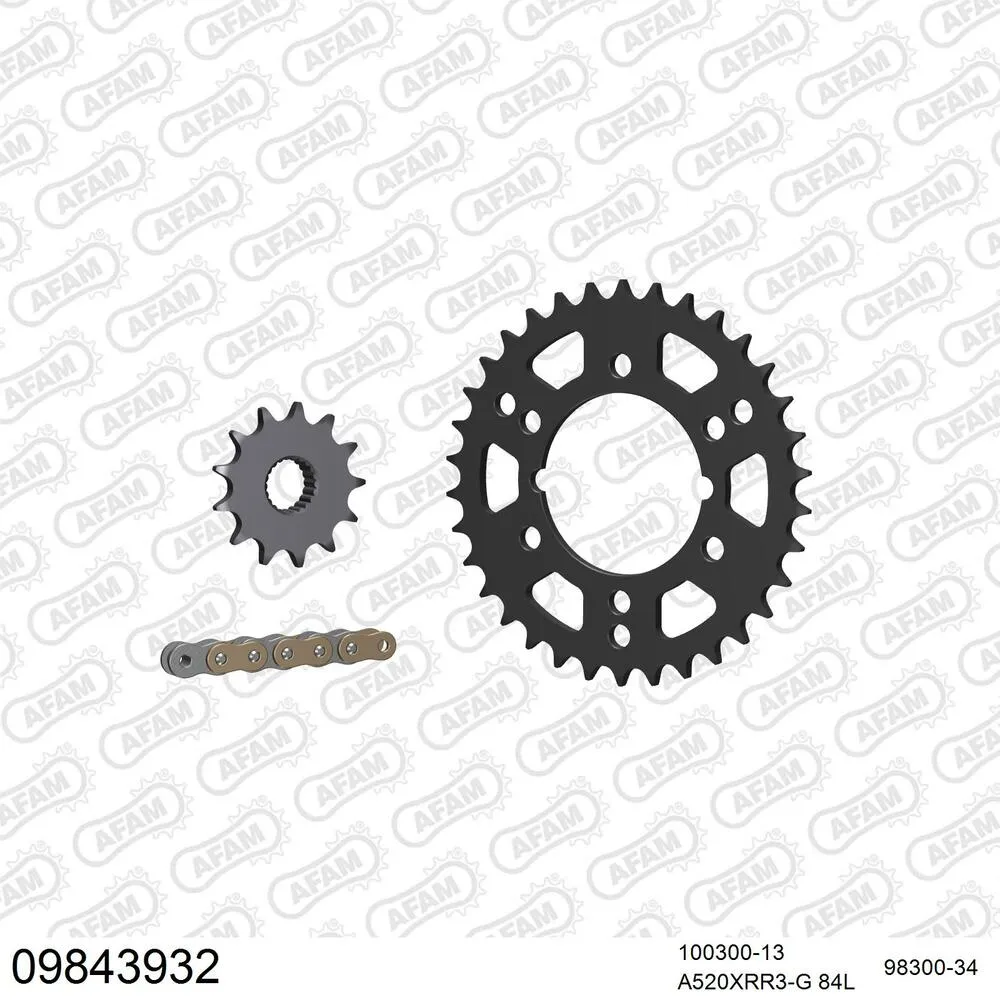 AFAM Kettensatz Stahl 520 XRR3-G 13x34 - Polaris 400 L Sport 1996-99 - 09843932